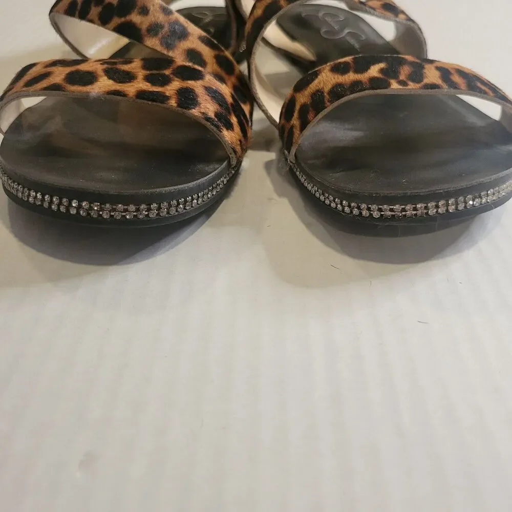 Jessica Simpson Braelyn Flat leopard print sandal with rhinestone trim sz. 7 - Picture 4 of 8